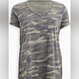 Torrid XXL V-Neck Roll Cuff Tee